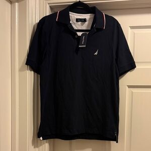 Nautica Men's Navy Polo Shirt with Red and White Accents